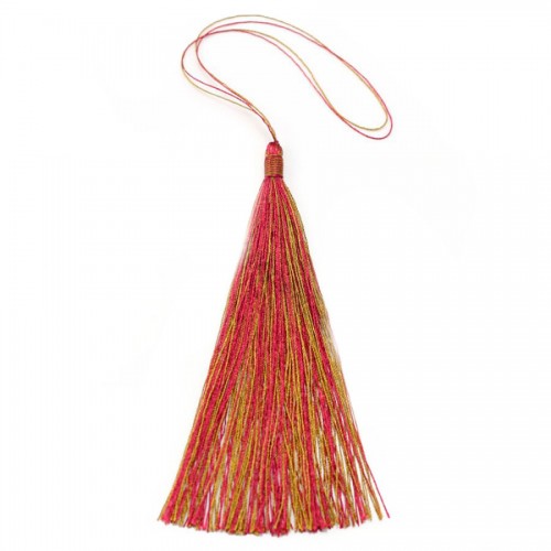 Imitation silk bicolore (bordeau  & golden) pompon 80mm x 1pc