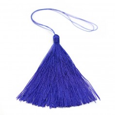 Pompon imitation soie bleu marine 40mm x 1pc
