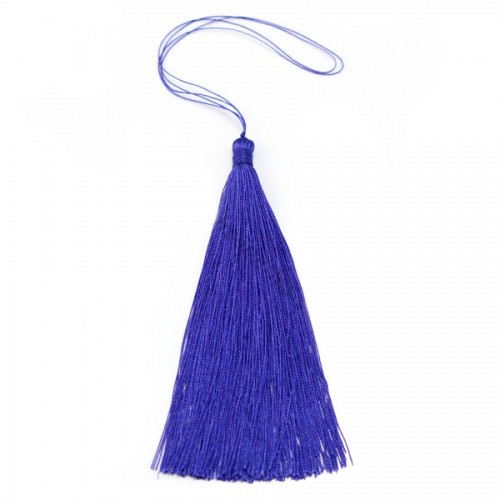 Pompon imitation soie bleu marine 80mm x 1pc