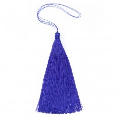 Pompon imitation soie bleu marine 80mm x 1pc