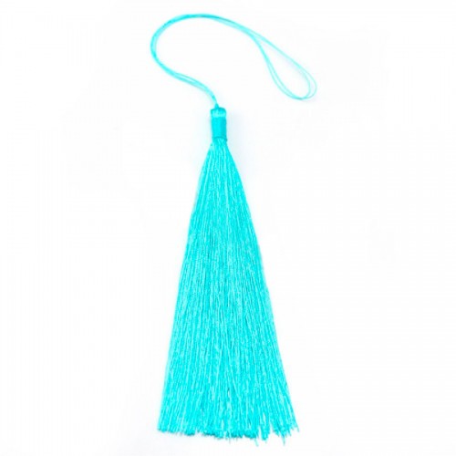 Pompon imitation soie turquoise 80mm x 1pc