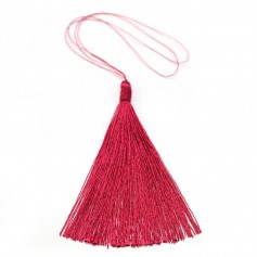 Pompon imitation soie bordeaux 40mm x 1pc
