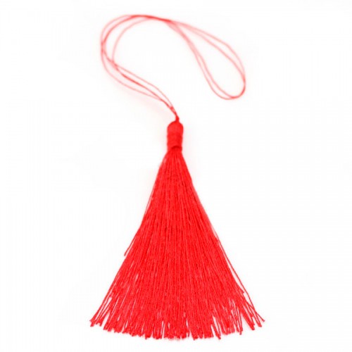 Pompon imitation soie rouge 40mm x 1pc