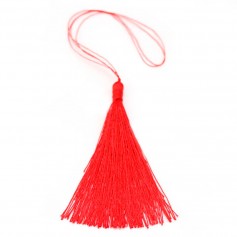 Pompon imitation soie rouge 40mm x 1pc