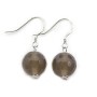 Boucle d’oreille en argent 925 et agate grise, ronde facetté, 12mm x 2pcs