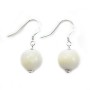 Boucles d'oreilles en argent 925 & nacre blanche de forme ronde, 12mm x 2pcs