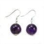 Earrings in 925 silver & amethyste on round shape, 12mm x 2pcs