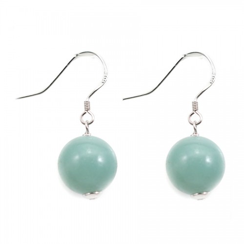 Boucles d'oreilles argent 925 amazonite 12mm x 2pcs 