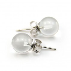 Earring Silver 925 Crystal 8mm x 2pcs