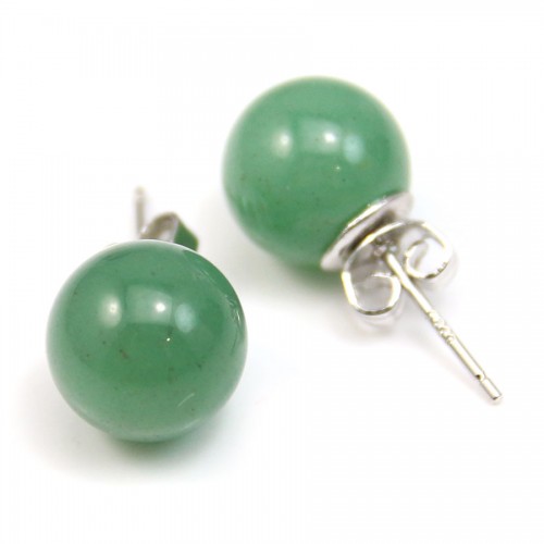 Boucle d'oreille aventurine 10mm  x 2pcs