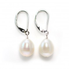Boucles d'oreilles : perles d'eau douce & dormeuse argent 925  x 2pcs