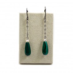 Boucles d’oreilles en gold filled, malachite & perles de culture d'eau douce x 2pcs