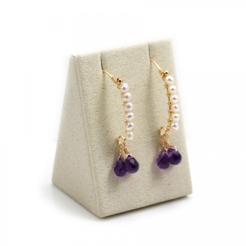 Boucles d’oreilles améthsthe en gold filled x 2pcs