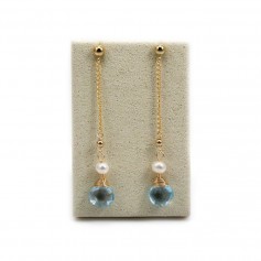 Boucles d’oreille en gold filled, topaz & perles de culture d'eau douce x 2pcs