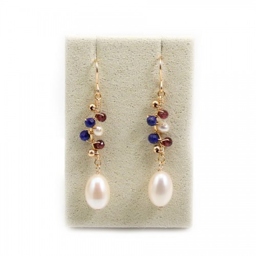 Boucles d’oreilles grenat en gold filled x 2pcs