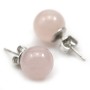 Boucles d'oreilles quartz rose 10mm, en argent 925 x 2pcs