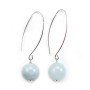 Boucles d'oreilles argent 925 aigue marine ronde 12mm x 2pcs 