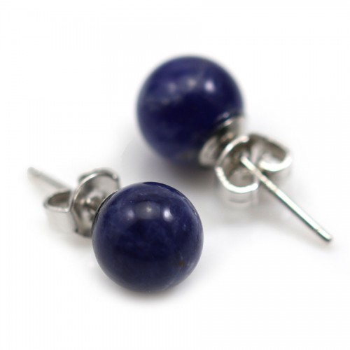 Boucle d'oreille sodalite 8mm , en argent 925 x 2pcs