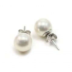 Earring silver 925 1 boule 6mm freshwater pearl x 2pcs 