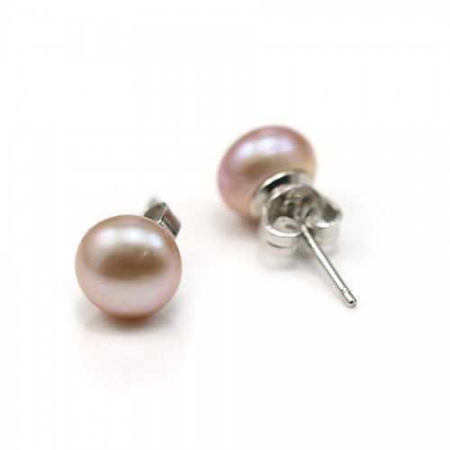 Boucle d'oreille argent 925 perle d'eau douce rose x 2pcs