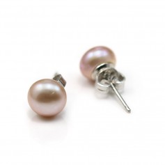 Boucle d'oreille argent 925 perle d'eau douce rose x 2pcs