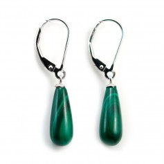 Earring silver 925  Malachite 12mm x 2pcs 