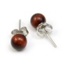Earring in 925 silver & beads of bull eye in 8mm x 2pcs