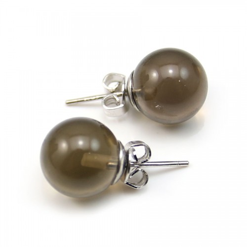 Boucles d'oreilles quartz fumé 10mm x 2pcs