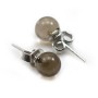 Boucle d'oreille quartz fumé 6mm, en argent 925 x 2pcs