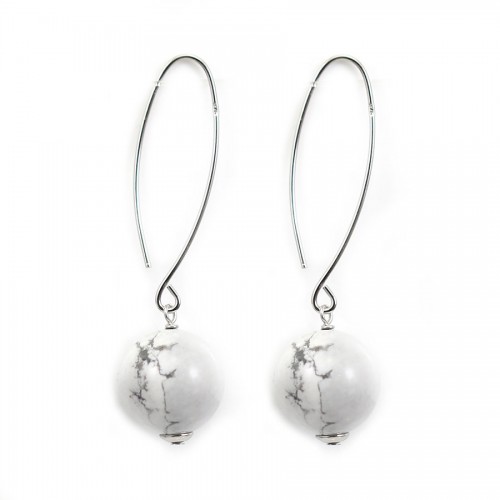 Boucle d'oreille argent 925 howlite 12mm x 2 st 