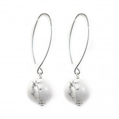 Boucle d'oreille argent 925 howlite 12mm x 2 st 