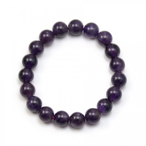 Bracelet Amethyst Round Ball 10 MM