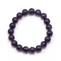 Bracelet Amethyste Boule Ronde 10 MM