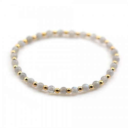 Bracelet Labradorite 4mm with golden pearl x 1pc