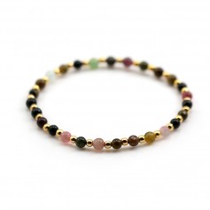 Bracelet tourmaline 4mm with golden pearl x 1pc
