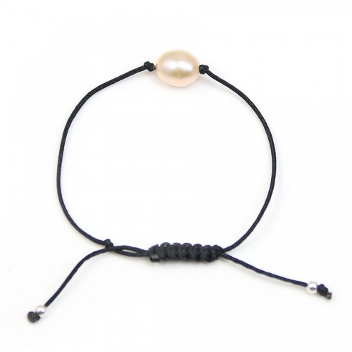 Armband Süßwasserzuchtperle Lachs - Verstellbare Schnur x 1St