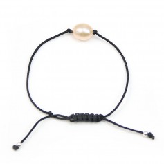 Bracelet cordon perle d'eau douce saumon x 1pc