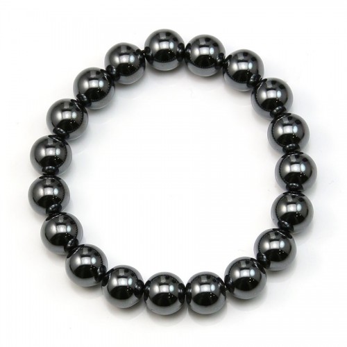 Pulseira de Hematite Redonda 10mm - Elástico x 1pc