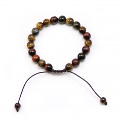 Bracelet in eye of bull, hawk and tiger braids 8mm x 1pc