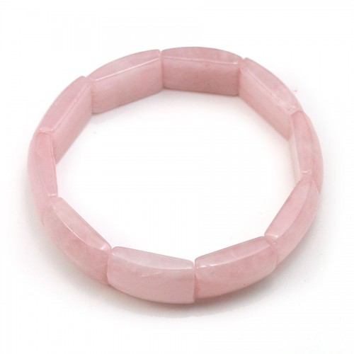 Bracelet denise en quartz rose, avec des pierres plates et rectangulaires x 1pc