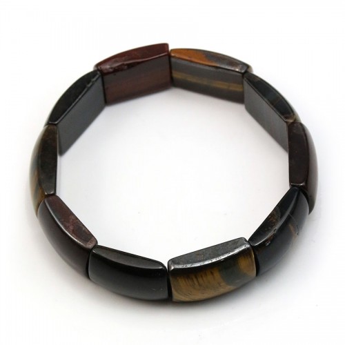 Bracelet in tiger eye, falcon eye and bull's eye, in rectangular shape x 1pc
