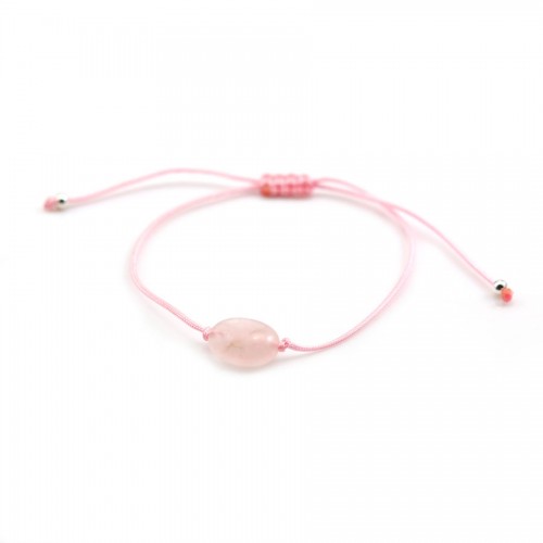 10x14mm Oval Rose Quartz Bracelet - Adjustable Cord x 1pc