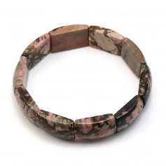 Bracelet en rhodonite, avec des pierres rectangulaires et plate x 1pc