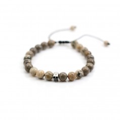 Bracelet en corail fossilisé, de forme ronde, 8-8.5mm x 1pc