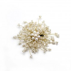 Broche fleur perle d'eau douce blanche x 1pc