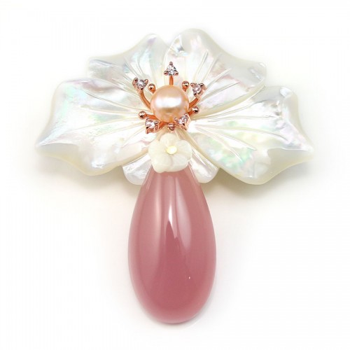 Argent 925 zirconium épingle à broche en forme de noeud 30x37mm x 1pc