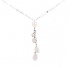 Collier en argent 925 & pierres de quartz rose x 1pc