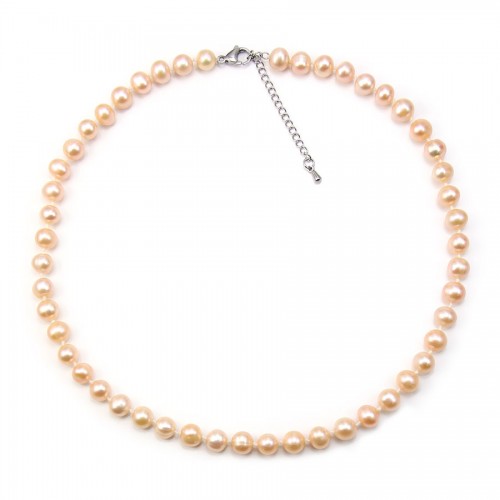 Salmon Freshwater Pearl Necklace