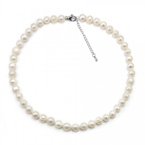 Collier Perle D'eau Douce Blanc 11-12mm
