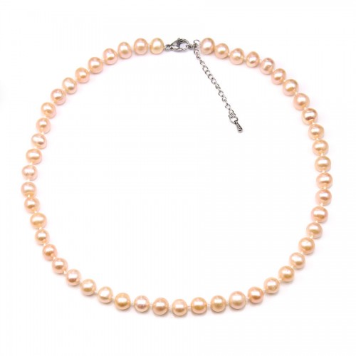 Collier simple Perle D'eau Douce saumon 8-9mm